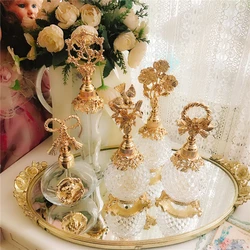 European Glass Storage Jar Gilt Vintage Floral Relief Decorative Bedroom Perfume Container Home Decoration Living Room Ornaments