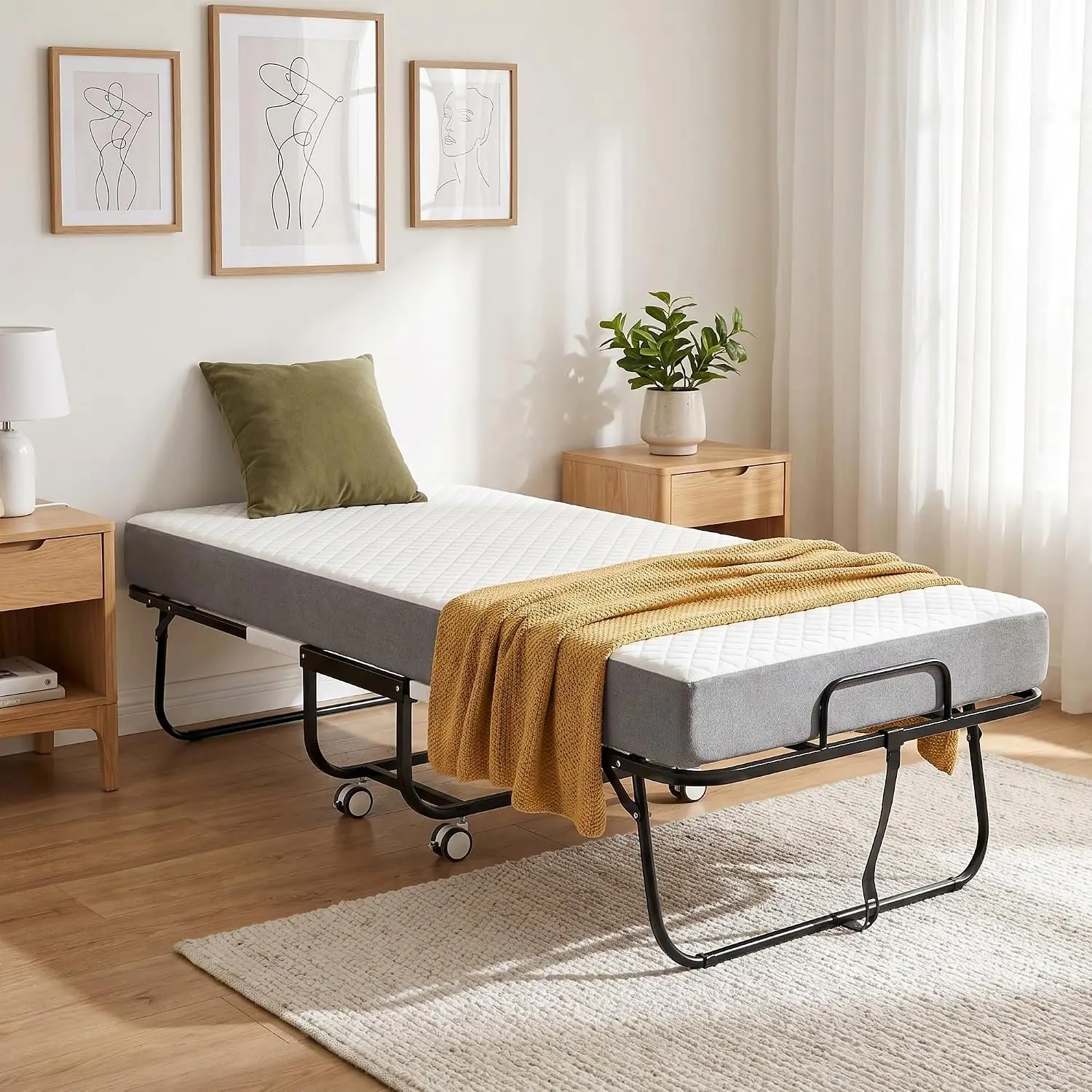 Twin Folding Bed with Mattress, 75