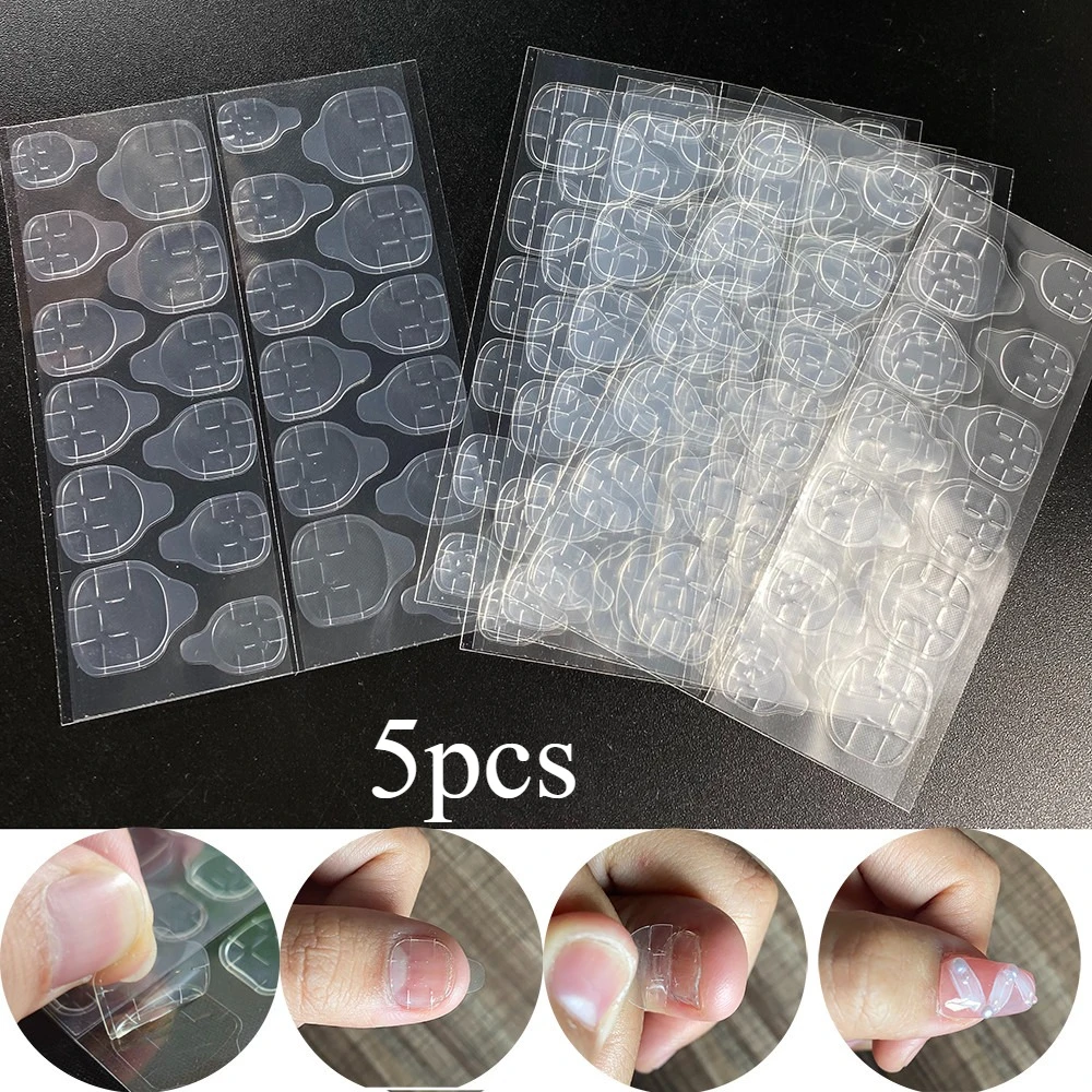 5pcs SheetsDouble Sided False Nail Art Adhesive Tape Glue Sticker DIY Tips Fake Nail Acrylic Manicure Gel Makeup Tool