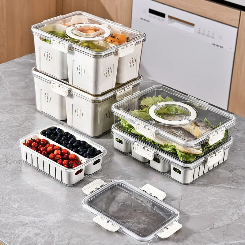 8 Grids Divided Serving Tray Storage Box Kitchen Portable Sub-format Seasoning Separator Box Fresh-keeping Snack Fruits Food Box