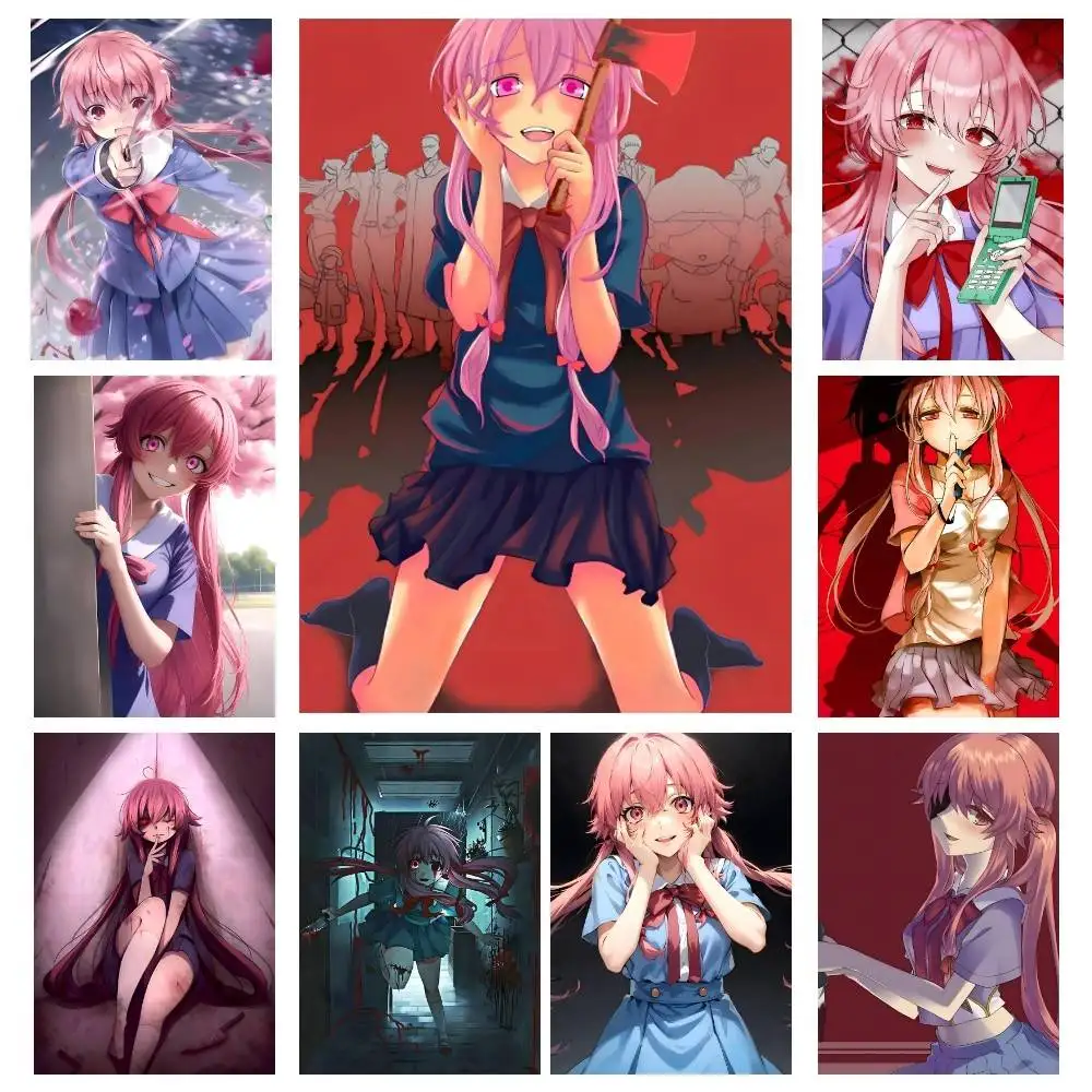 Anime Cool Girl G-Gasai Yuno Manga Posters High Quality Self-adhesive Wall Art Decorations Color Prints Sticky