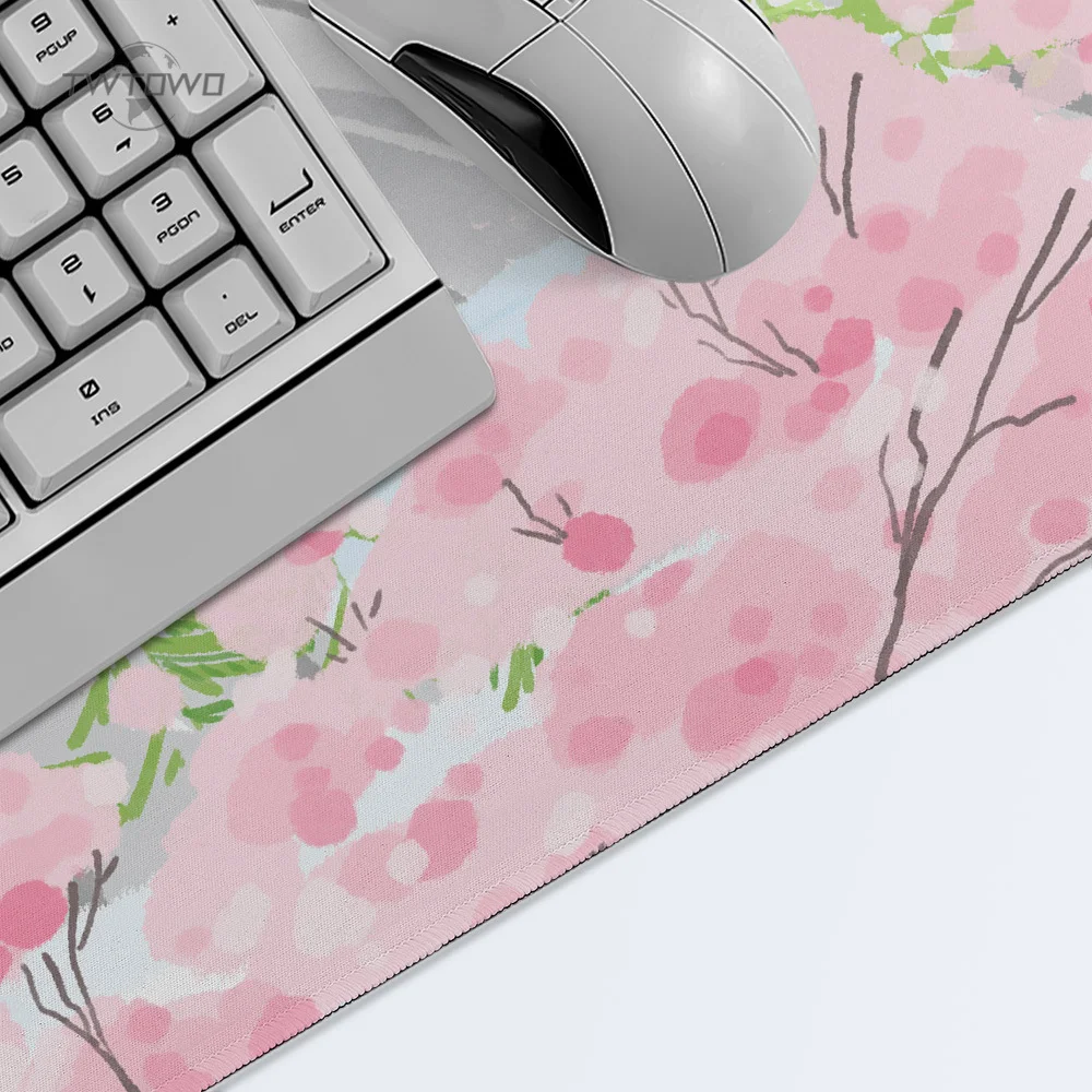 Mouse pad gaming rosa flor de cerejeira sakura xl casa hd personalizado novo mousepad xxl playmat antiderrapante macio tapete de mesa de pc