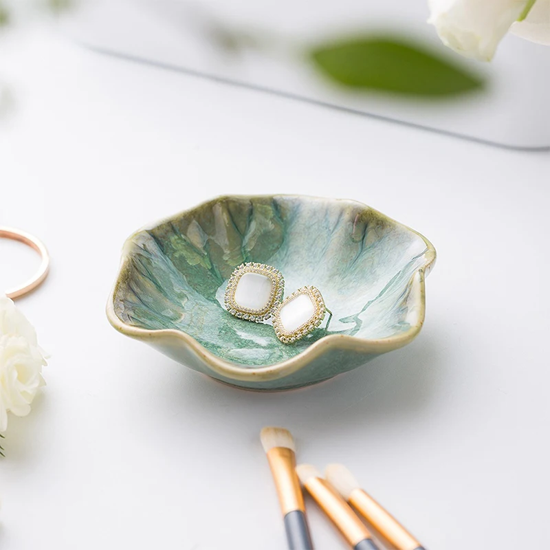 Lotus Jewelry Tray Ring Ceramic Dish Mini Key Bowl Cute Ring Holder Trinket Dish Jewelry Organizing For Woman Home Decor