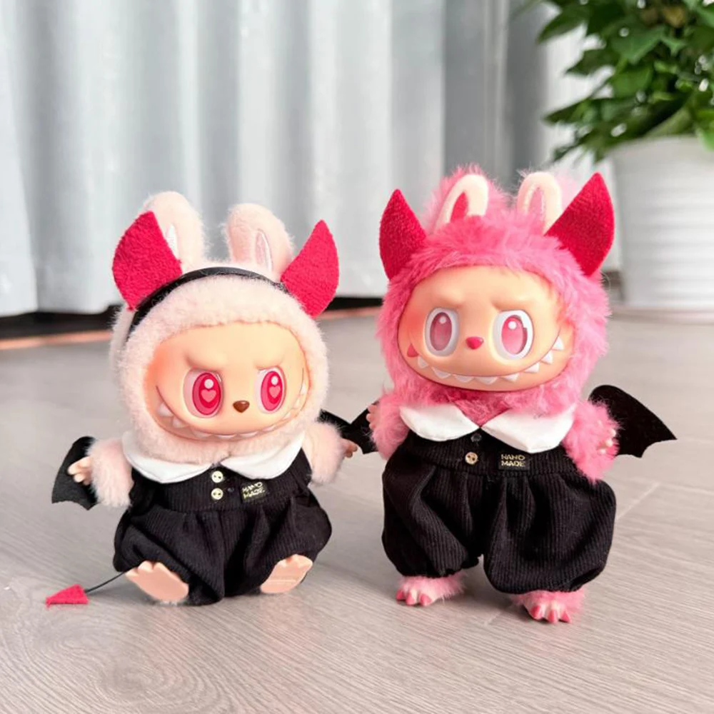 

For Labubu Devil Clothes 15/17cm V1 V2 V3 Doll Mini Plush Doll Devil Wing Accessories Halloween Costume