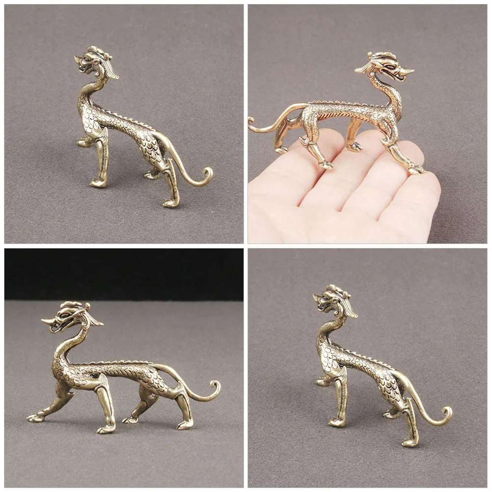 

1 Piece Brass Dragon Statue Desktop Decor Car Office Interior Ornament Chinese Craft Miniature Feng Shui Gift