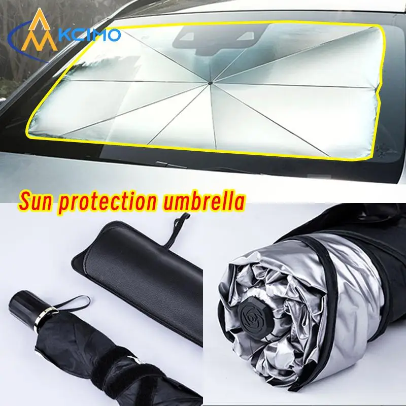 Kcimo Car Windshield Sun Shade Front Window Sunsahde Curtain Summer Sun Protection UPF50+ 99% UV Blocking Heat Insulation