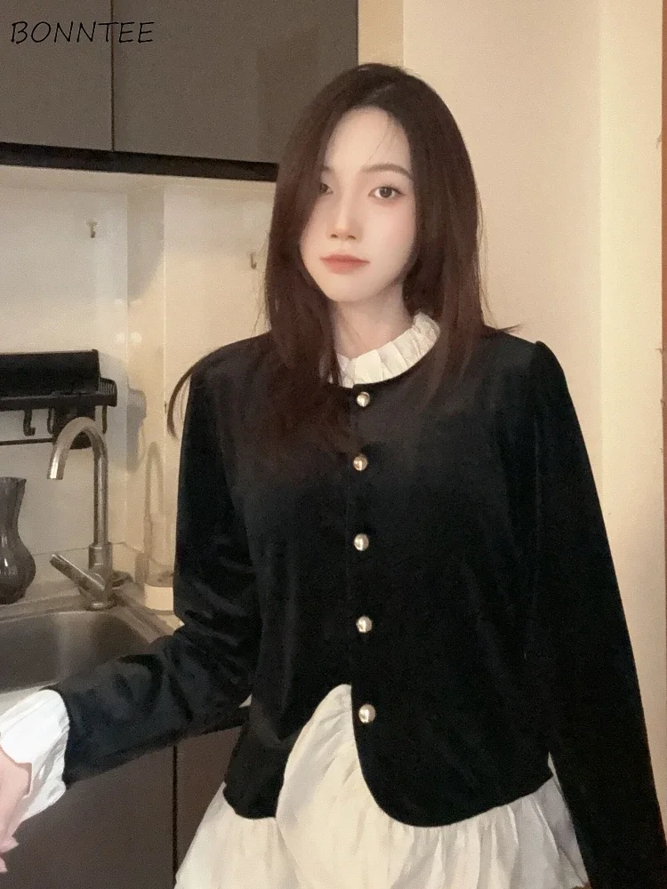 

Бархатные куртки со вставками для женщин, винтажные пальто с оборками, темпераментные эстетические пальто с расклешенными рукавами, модные ретро-модные Ulzzang, мягкая куртка Женская