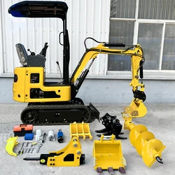 Wholesale Minibagger Kubota Engine Mini Crawler Excavator 1 T 1.8 2T 3 Ton Micro Bagger Excavator Machine Mini Bagger