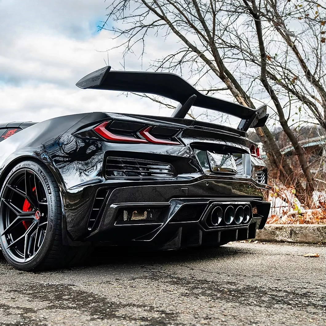 PU-Design Dry Carbon Fiber Rear Diffuser für Corvette C8 Z06 Bumper Upgrade PU Style Body Kit Factory Direct Sales