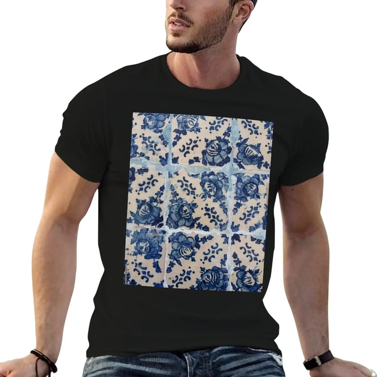 Portuguese Azulejo tiles T-Shirt oversizeds man t shirt topping Louboutins funny t shirts for men