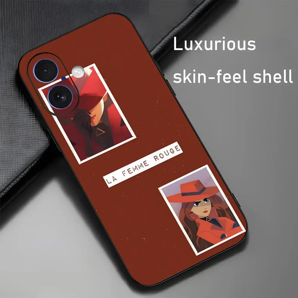 Hot Carmen Sandiego Cartoon Phone Case For iPhone 16 15 14 13 12 11 X XR XS 8 Plus Mini Pro Max Soft black Shockproof Cover view 2
