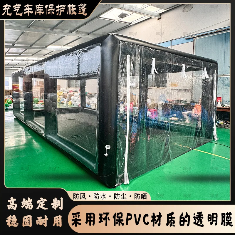 Portable Air Tight Inflatable Car Garage, Transparent Mobile Parking Tent, Car Cover for Auto Exhibition