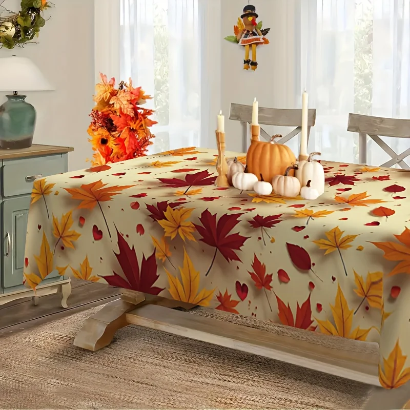 One autumn maple leaf tablecloth - The beautiful natural pattern decorates your tabletop. Made of polyester material.