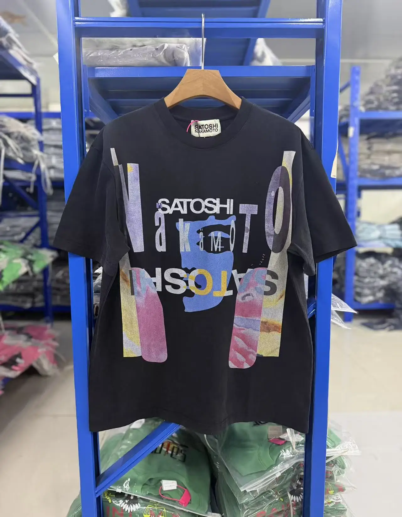 Satoshi Nakamoto Classic Summer Letter-Print Washed Vintage Stained Burst Cracks Loose-Fitting Short-Sleeved Men Women T-Shirt