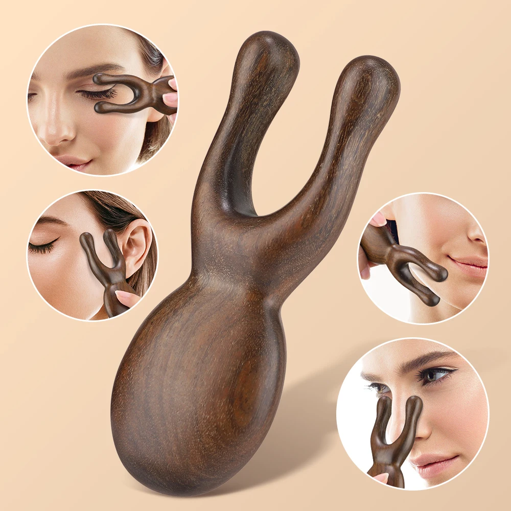 

Wooden Sandalwood Smooth Acupuncture Nose Lifting Tool Nose Shaping Roller Trigger Point Therapy Slimming Facial Massage Comb