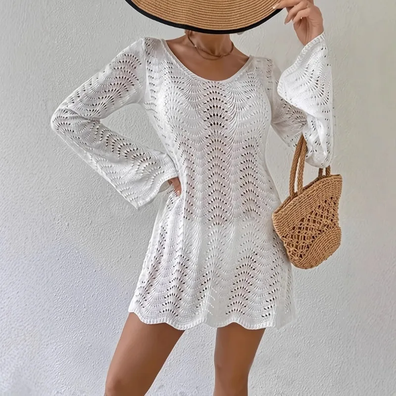 

Summer New Versatile Leisure Vacation Style Hollow Strap Hoodie Sweater Dress for Women