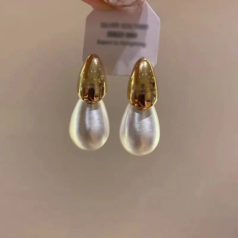 

Fashion trend chic double-layer water droplet earrings for women simple and refreshing brushed earings stud Starlight jewelry