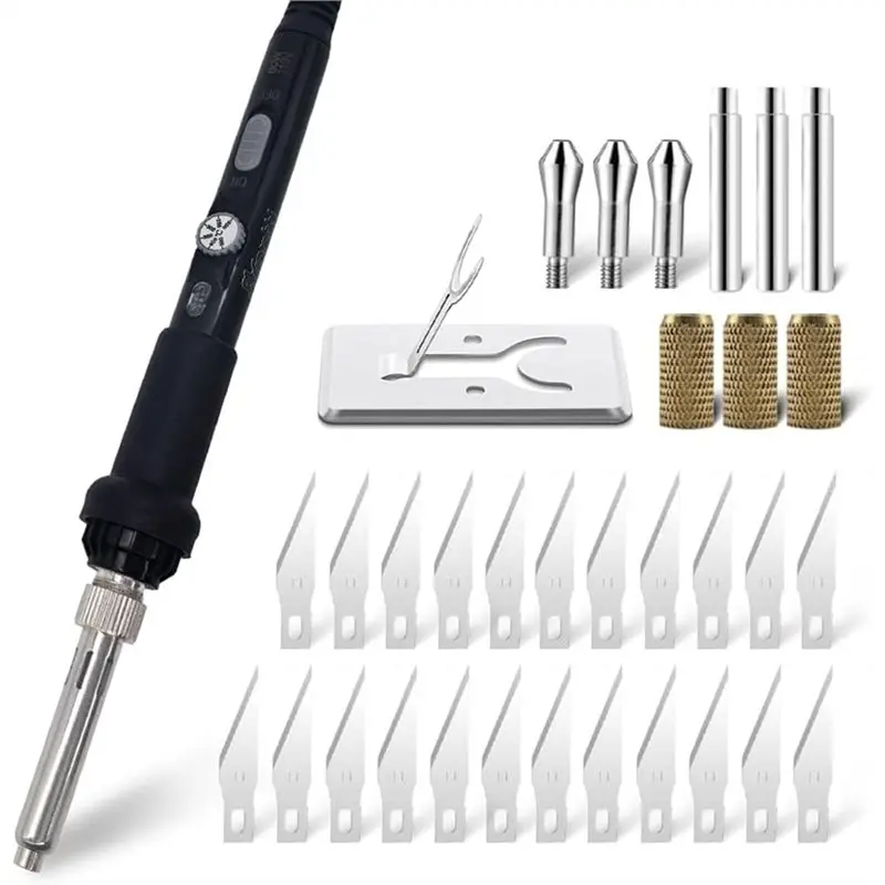 

A58Z Professional Electric Hot Cutter Tool 31 Pieces Heat Kit For Foam Plastic Rope Fabric Carving Craft Cutting US Plug