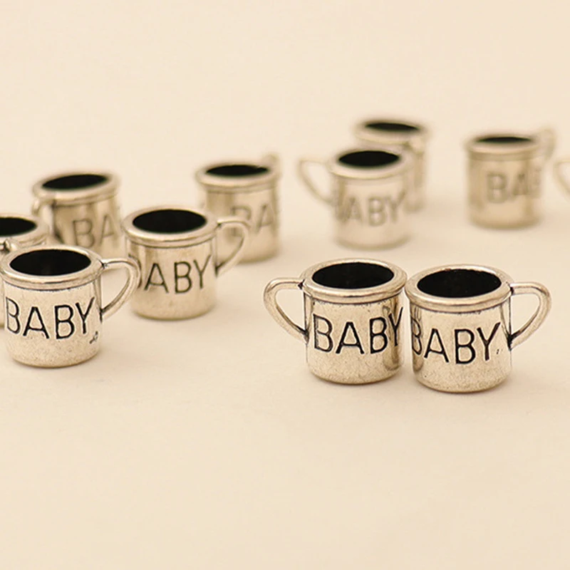 ชุดของเล่นจำลองถ้วยน้ำชาโบราณ 10 ชิ้น ทำจากโลหะผสม สำหรับตกแต่งบ้านตุ๊กตา