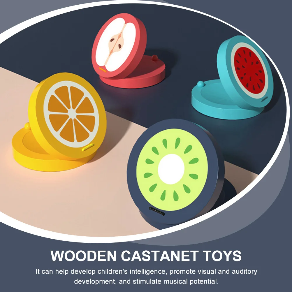 

4 Pcs Wooden Fruit Speaker Board Musical Instruments Toys Toddler Castanets for Kids