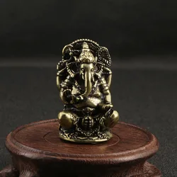 Mini Vintage Brass Ganesha Statue Pocket India Thailand Elephant God Figure Sculpture Home Office Desk Decorative Ornament Gift