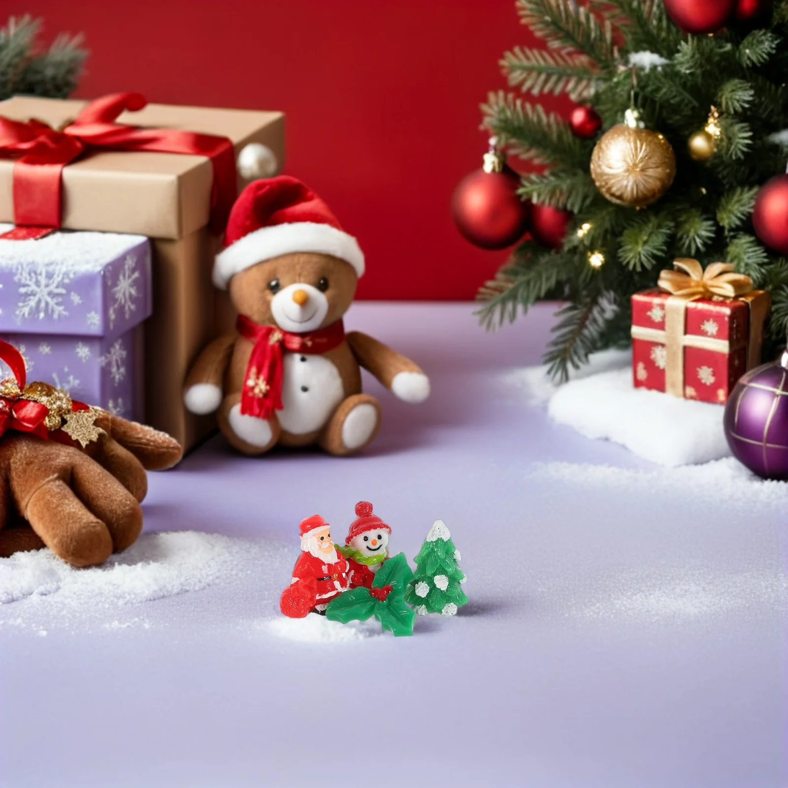 

20Pcs Miniature Christmas Decorations - Resin Holiday Ornaments Set for DIY Crafts, Bookshelf Decor, Winter Scene Arrangements,