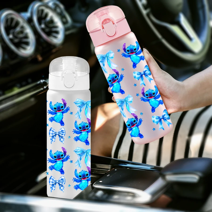 1Pc Disney Stitch Bow Pattern 26oz Plastic Water Bottle Outdoor Sports Water Cup Birthday/Homecoming Gift