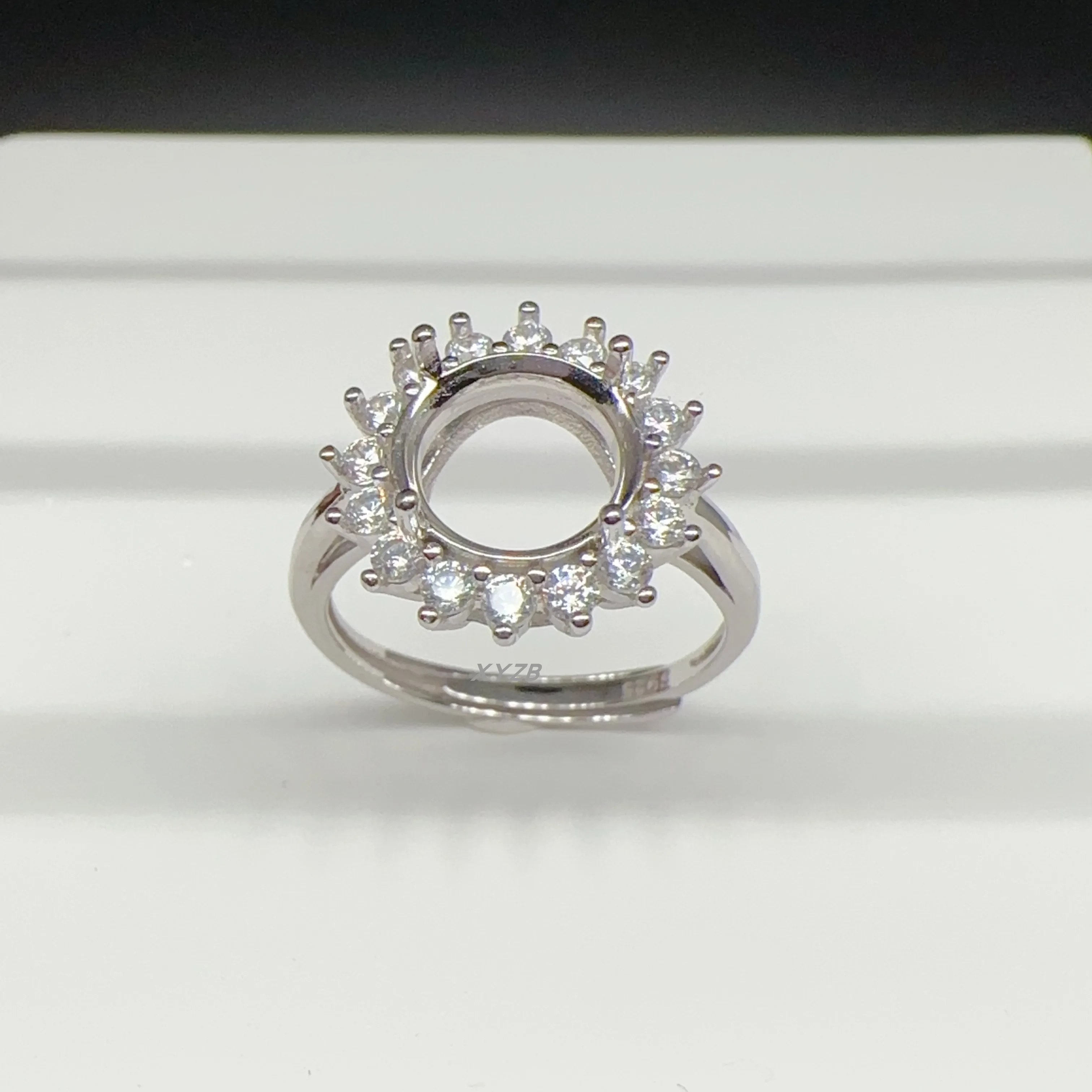 S925 Silver Circular Multiple sizes Women Opening Ring Empty Diamond Support Gift ExquisiteTrend Luxury Engagement Jewelry