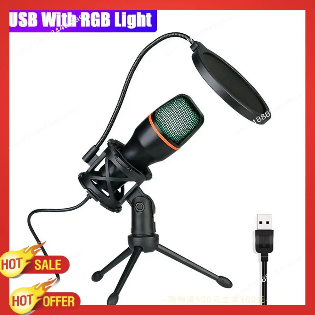 B47C Professional USB Condenser Microphone Live Streaming Microphone For PC Laptop Video Games Youtube Podcasts