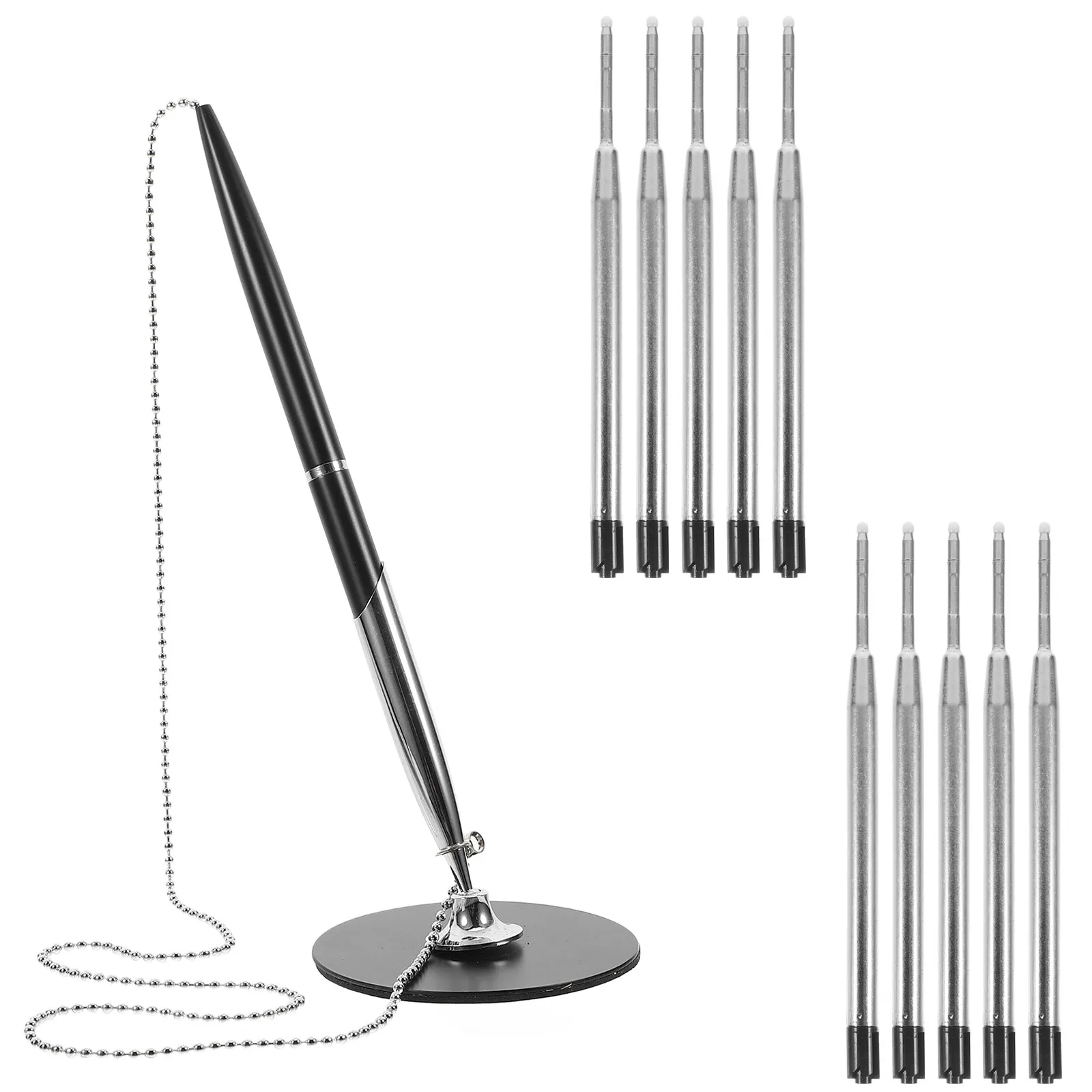 

Набор из 1 ручки-роллера для подписи с металлической цепочкой, настольная, для бизнеса и офиса, с плавным письмом, стойким чернилом, подставкой, офисные принадлежности