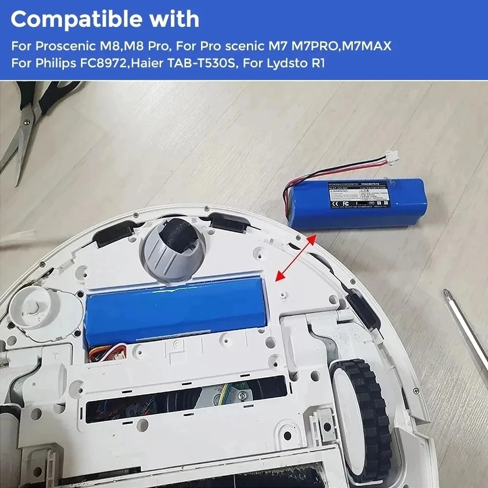 Imagem -05 - Bateria de Substituição para Aspirador Robô Baterias de Reposição Capacidade 12800mah Xiaomi Lydstro r1 Roidmi Eve Plus Viomi s9