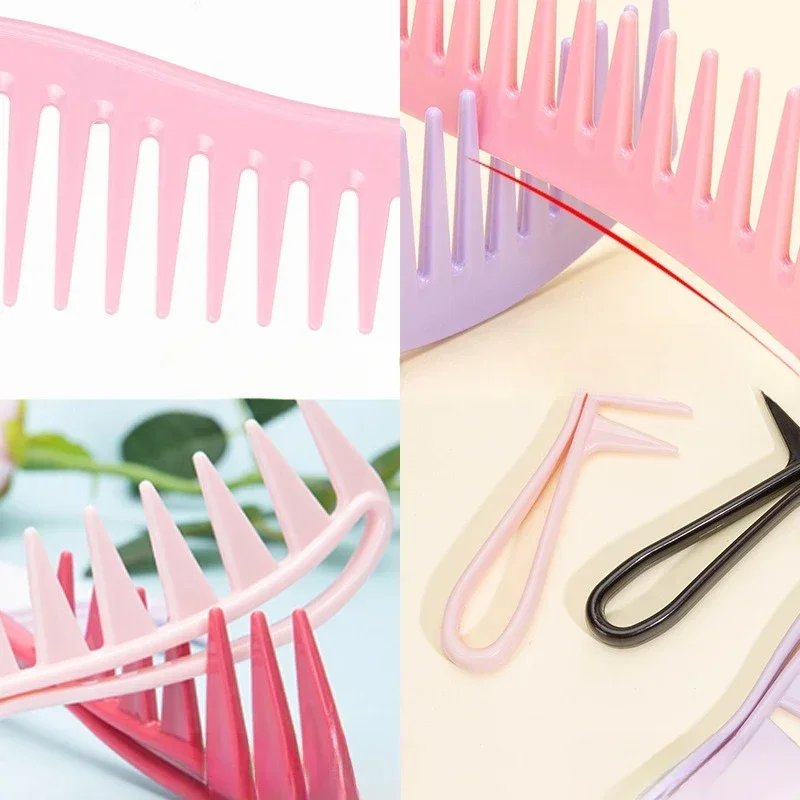 Wide Tooth Shark Plastic Curly Hair Salon Hairdressing Comb Oil Head Men's Back Hollow Comb Styling Tools Barber Accessories