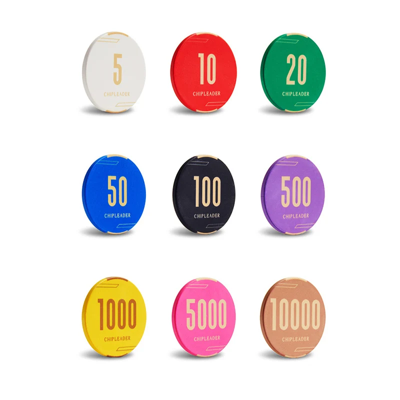 25pcs 43mm Texas Hold'em Ceramic Poker Chips, Professional with Face Value, Mahjong Chip Coins Board Game Table Games