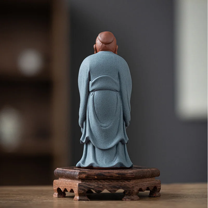 Ceramics Confucian School Confucius Kongzi Characters Statues， Handmade Meditating Sculpture Home Room Office Decoration Statue