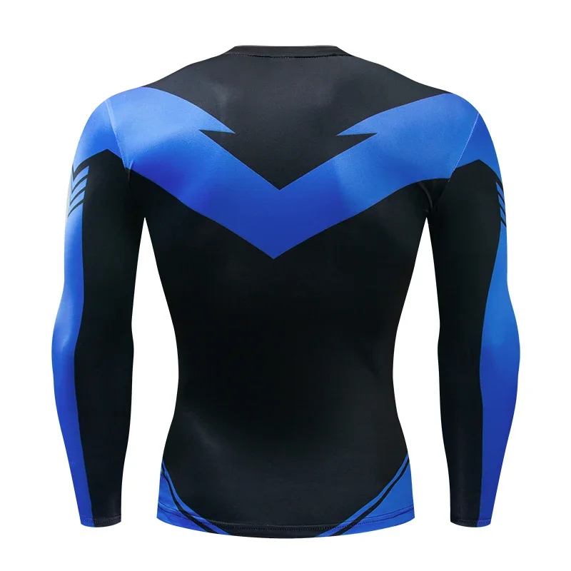Kompressions-T-Shirts Sportbekleidung Fitness Rash Guard Boxtraining Sportoberteile 3D Nightwing Herren T-Shirt Lauf-Schnelltrocknende Shirts für Männer – Detail 13