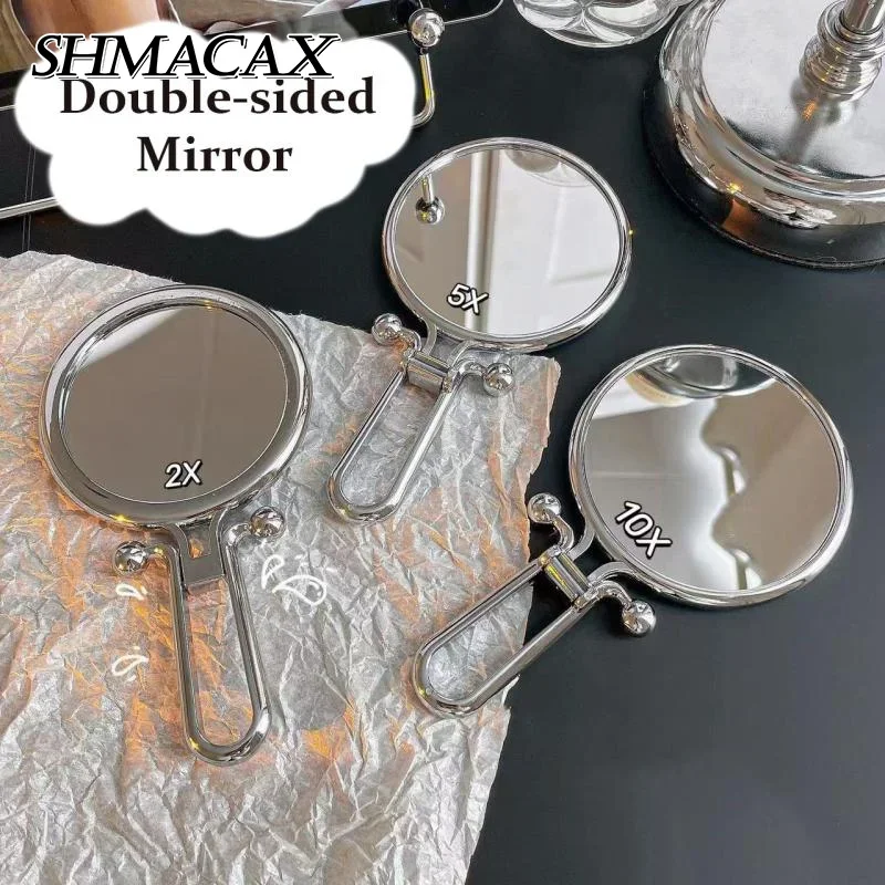 2x/5x/10x 倍率折りたたみミラー両面ポータブルミラー 360 °   回転ハンドヘルドミラーテーブルスタンディングメイクアップツール