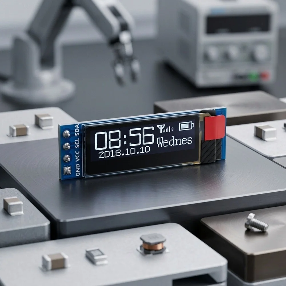 0.91 inch For OLED Display with I2C Interface 128x32 Resolution High Contrast Output Wide Viewing Angle Over 160 Degrees