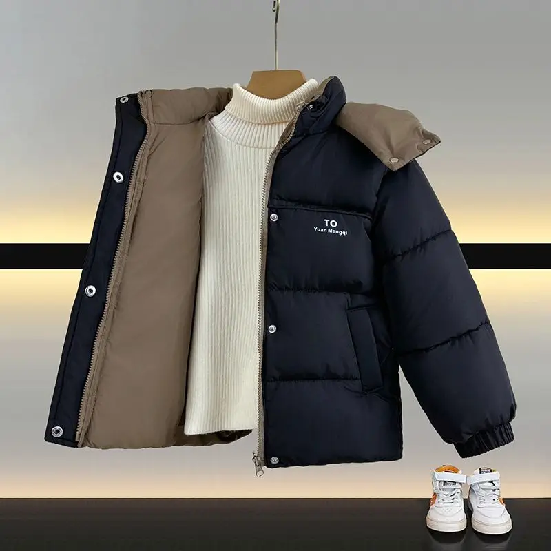 New Winter Kids Thickened Reversible Cotton Padded Jacket Boys Girls Warm Outerwear Children Fashion Coat
