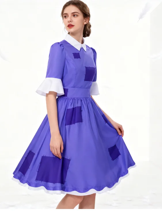 

Cartoon The Amazing Digital Circus for Adult Women Girls Blue Princess Dress Halloween Stage Performance Role Play Lovely