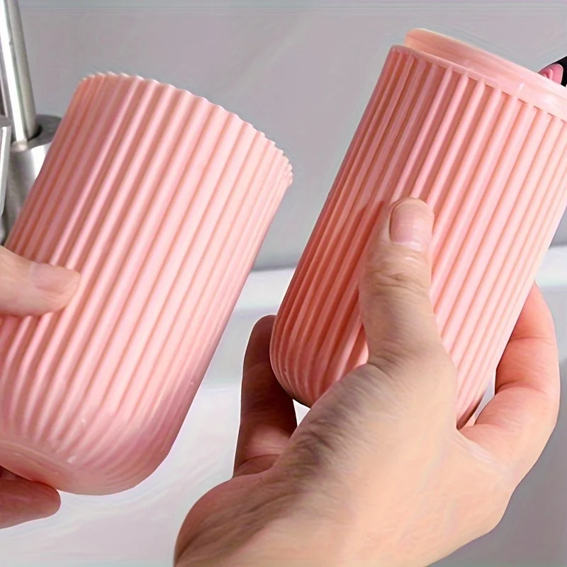 Travel Toothbrush Box Vertical Stripe Portable Mouthwash Cup Brushing Cup Washing Cup Toothware Box Toothpaste Storage Cartridge