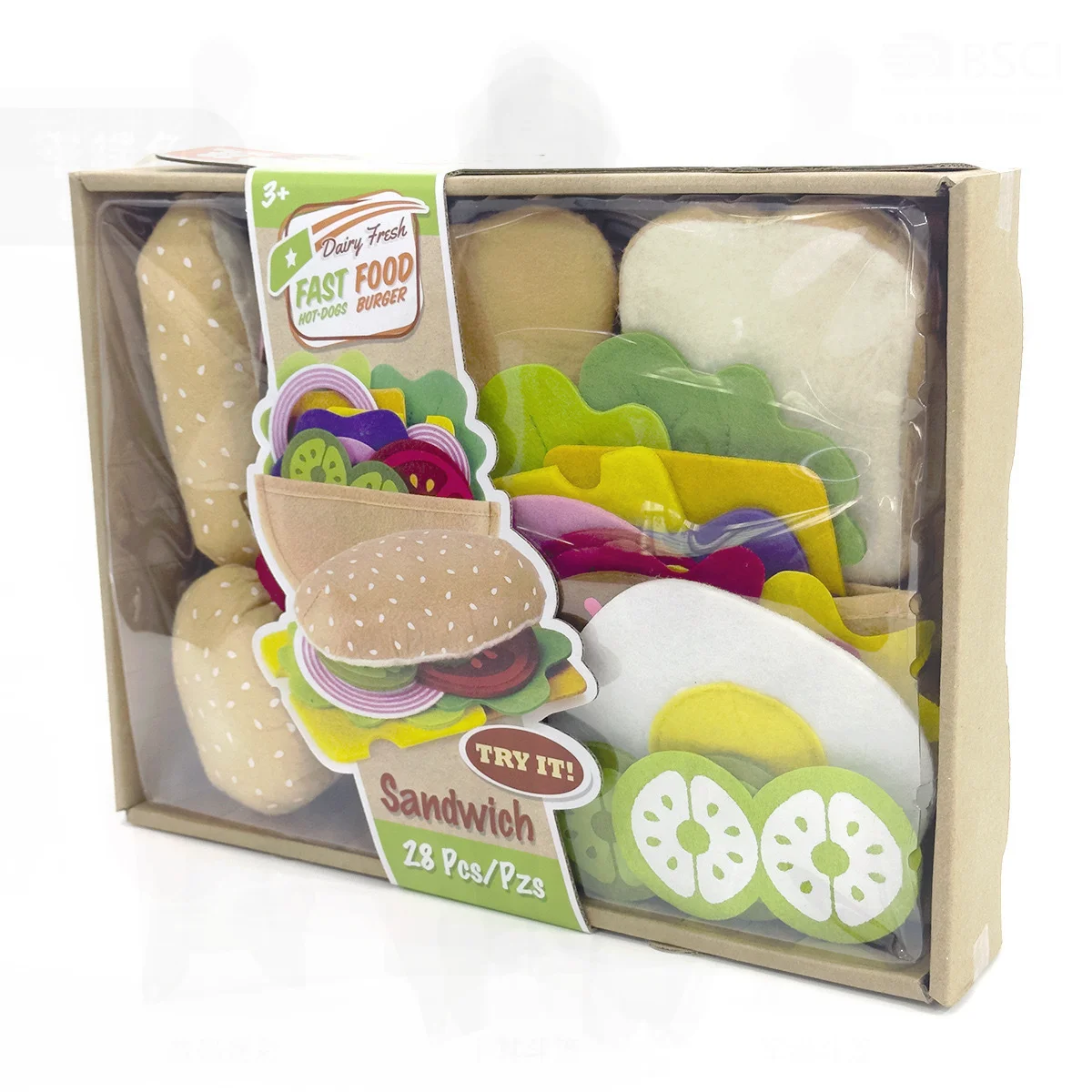 Juego de sándwich de hamburguesa de tela de fieltro DIY, 28 piezas, casa de juegos de cocina de simulación, juguetes para bebés de 0 a 3 años