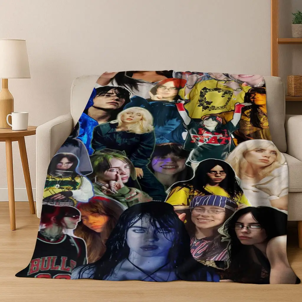 Modische Billie Eilish Hit Me harte und weiche Sänger-Flanelldecke, weiche Überwurfdecke für Bett, Schlafzimmer, Wohnzimmer, Reisegeschenk, Kind