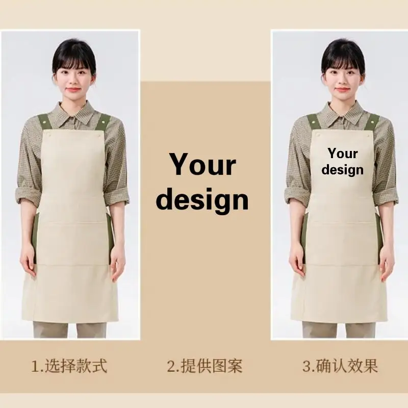 Waterproof Apron Customized Logo Catering Specific Milk Tea Coffee Restaurant Waiter Work Clothes Art Studio Floral Apron Print