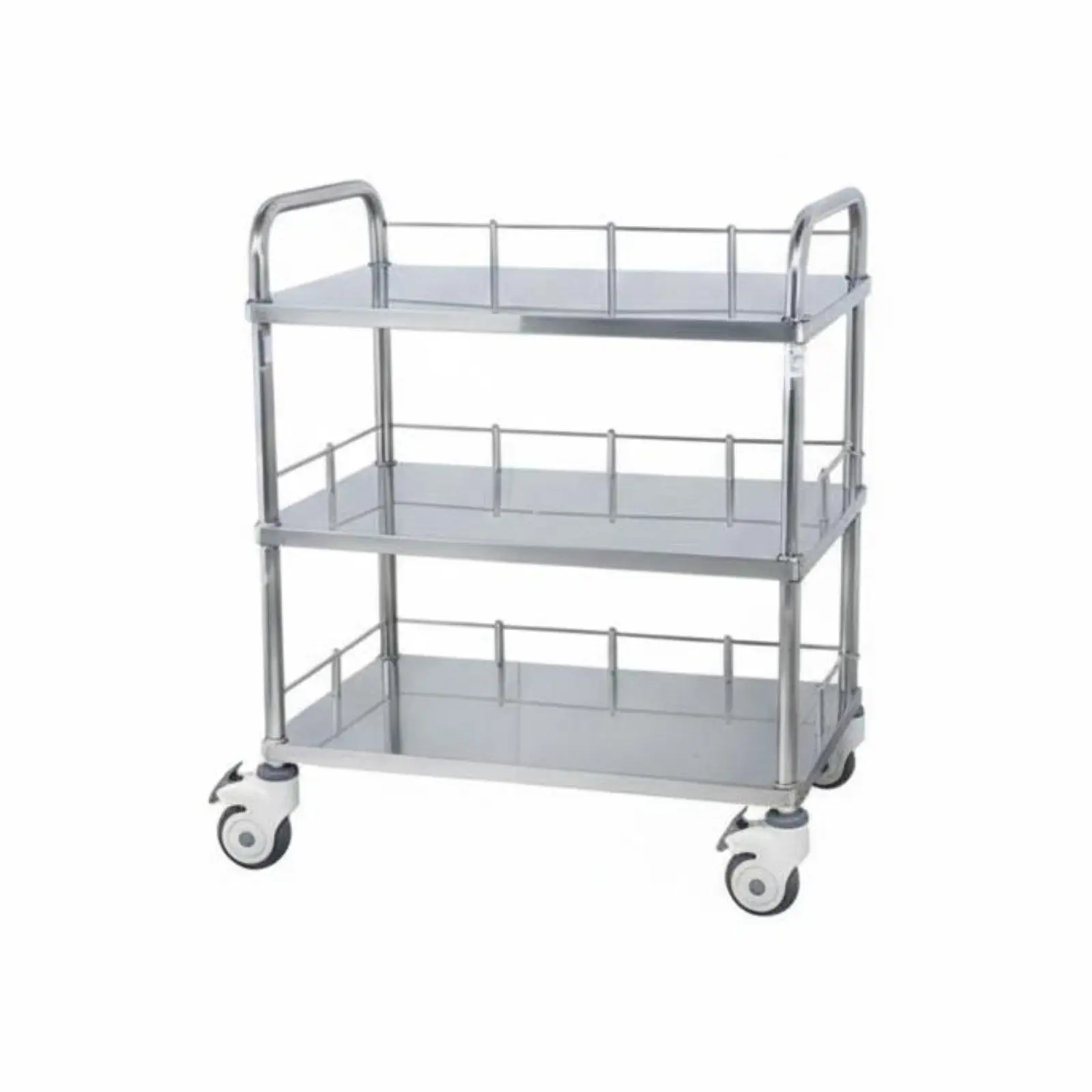 Stainless Steel Rolling Cart Noiseless Movement Stainless Metal Utility Cart Heavy Duty Construction Beauty Salon Trolley for