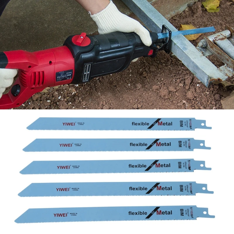 M6CF 5개 S1122BF 왕복 세이버 톱날 227mm 9" 금속 및 목재 절단용