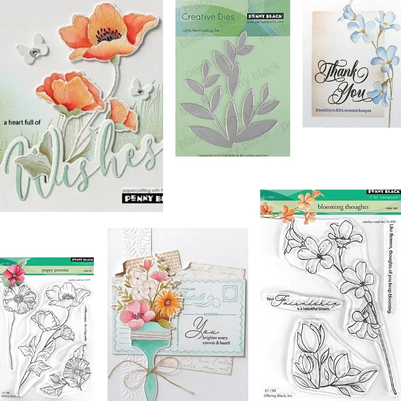 Nurture Blooming Thoughts - Sellos Transparentes y Troqueles Metálicos para Manualidades, Decoración de Álbumes de Fotos y Tarjetas