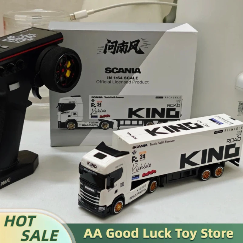 wennanfeng-camion-rc-1-64-road-king-con-luci-led-telecomando-24ghz-modello-in-scala-durevole-in-gomma-regalo-per-bambini-e-adulti