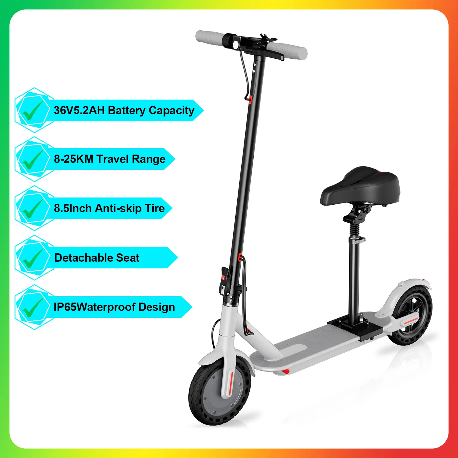NIEUWE 2026 JUICEASE LP01 Elektrische Scooter met Zitje 36V 8-25KM Bereik Waterdichte Scooter Elektrische Scooter 8.5" Anti-slip Band Geschikt voor Alle Terrassen