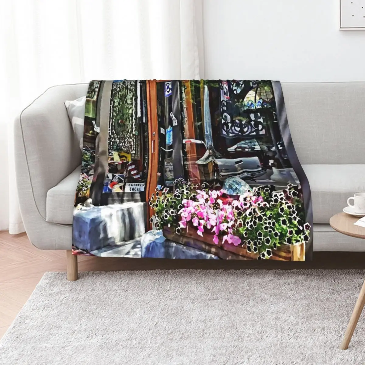 Corning NY - Stained Glass Shop Throw Blanket Stylish Couch Blanket for Home Living Room