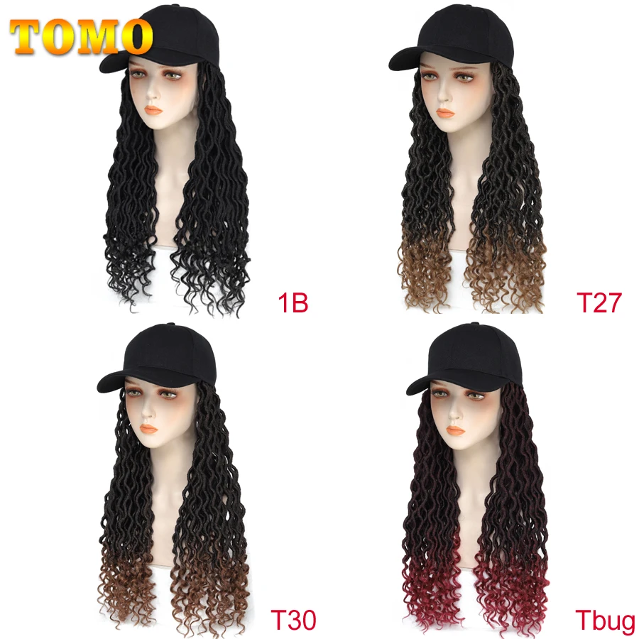 TOMO Faux Locs Crochet Hair With Wig Hat 20Inch Adjustable Baseball Cap With Faux Locs Synthetic Hair Extensions For Black Women